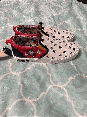 Mickey Mouse White & Red Slip-On Sneakers for Women